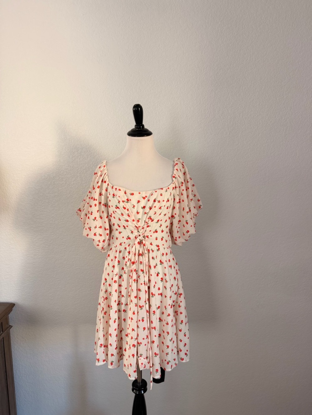 Crystal Doll Cream Midi Dress with Red Cherry Print - Picture 4 of 4